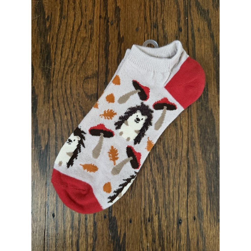 Women's Hello Socks! Hedgehog Mushroom Low Cut Socks Size 4-10 NWT